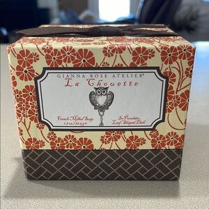 Orange and Cream Floral Accent Box with Quilted Texture with owl hand soap